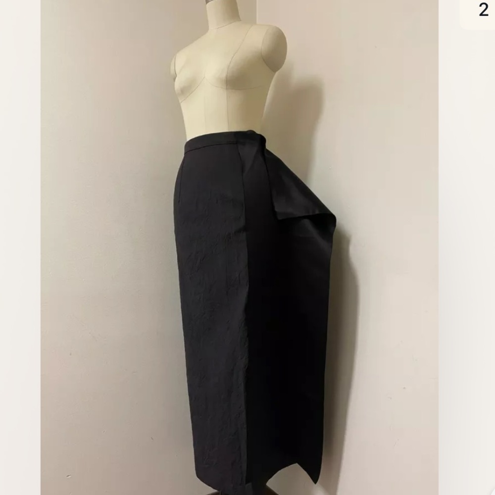 YANG LI MIDI SKIRT SILK COTTON BLACK SIZE 40 XS